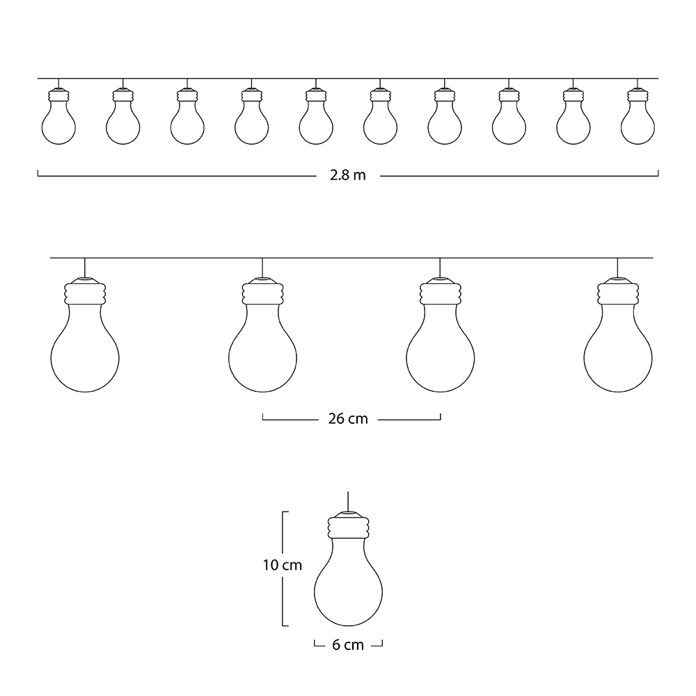 Extensión Micro Led Estilo Bombillo x10 Cálido 1641